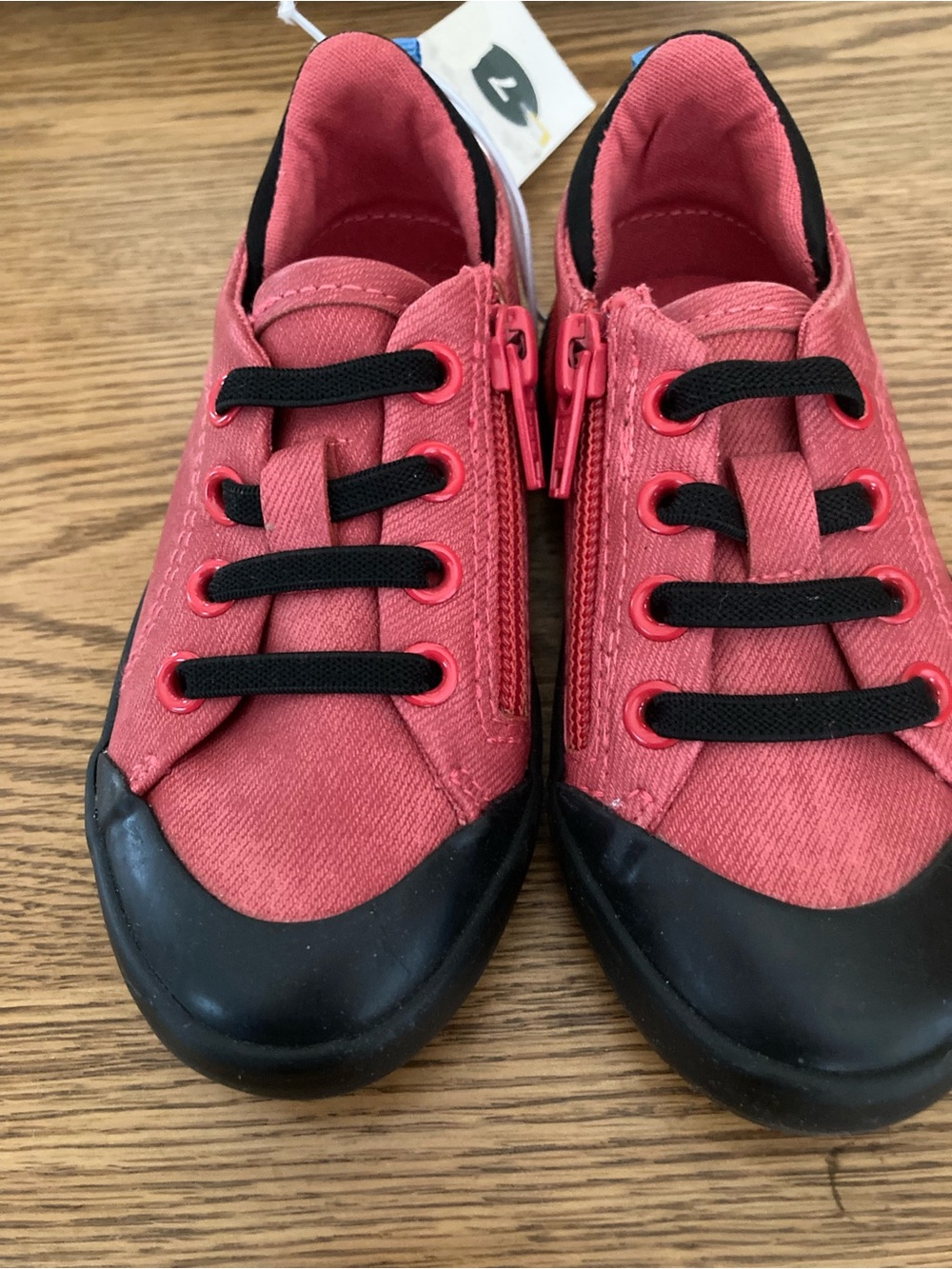 Kids Red Canvas Sneakers with Side Zipper